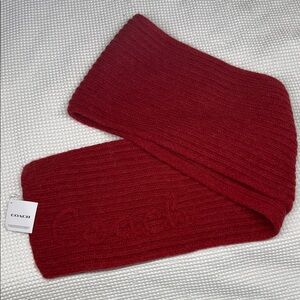 Coach Deep Red Women's Wool Scarf - 10”x76” - NWT